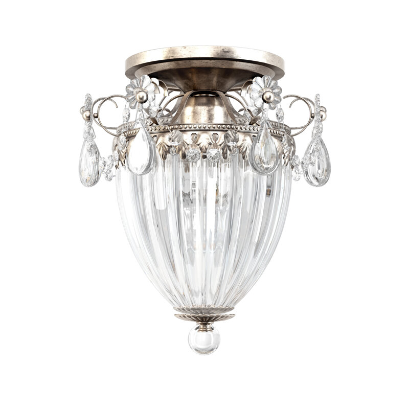 Bagatelle 3 - Light Semi Flush Mount, Antique Silver, Heritage Crystal