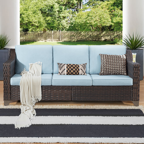 Wildon Home® Aleira 77'' Wicker Outdoor Patio Sofa | Wayfair