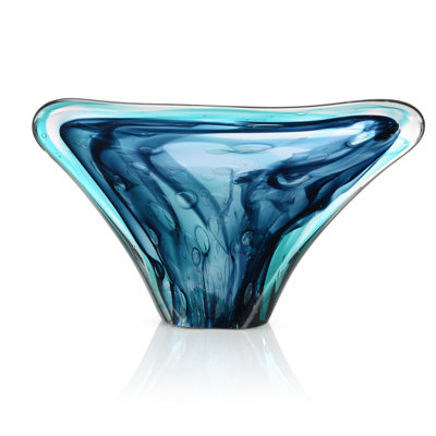 Sapphire Blue And Turquoise Handblown Glass Sculpture