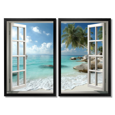 «Open Window Beach Views In Mexico - Coastal Windows», reproduction d'art sur toile 2 pièces