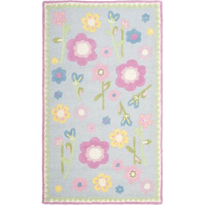 Claro Handmade Tufted Wool/Cotton Blue Floral Area Rug -  Harriet Bee, HBEE1347 39033177