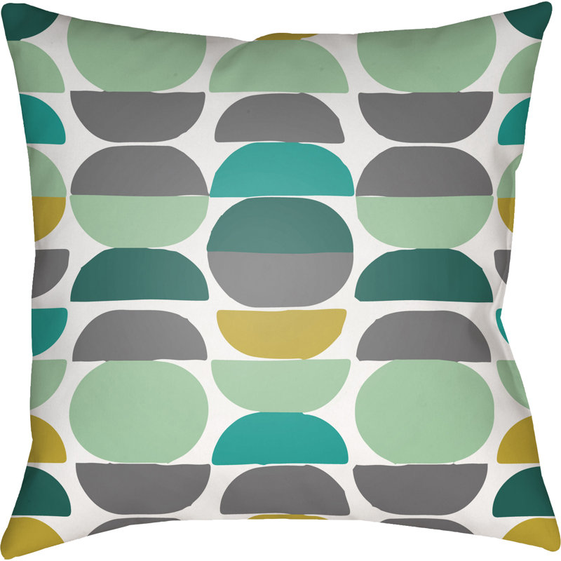 Moderne Geometric Indoor/Outdoor Throw Pillow, Coral/Grey, 18" H x 18" W x 4" D