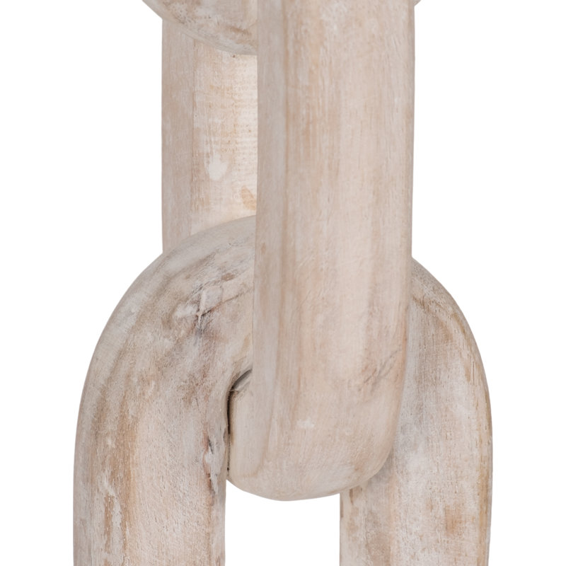 Modern Chain Pillar Candle Holder for Tabletop Decor - Casual Wood Candlestick Holder for Dining Room or Home Decor - White 