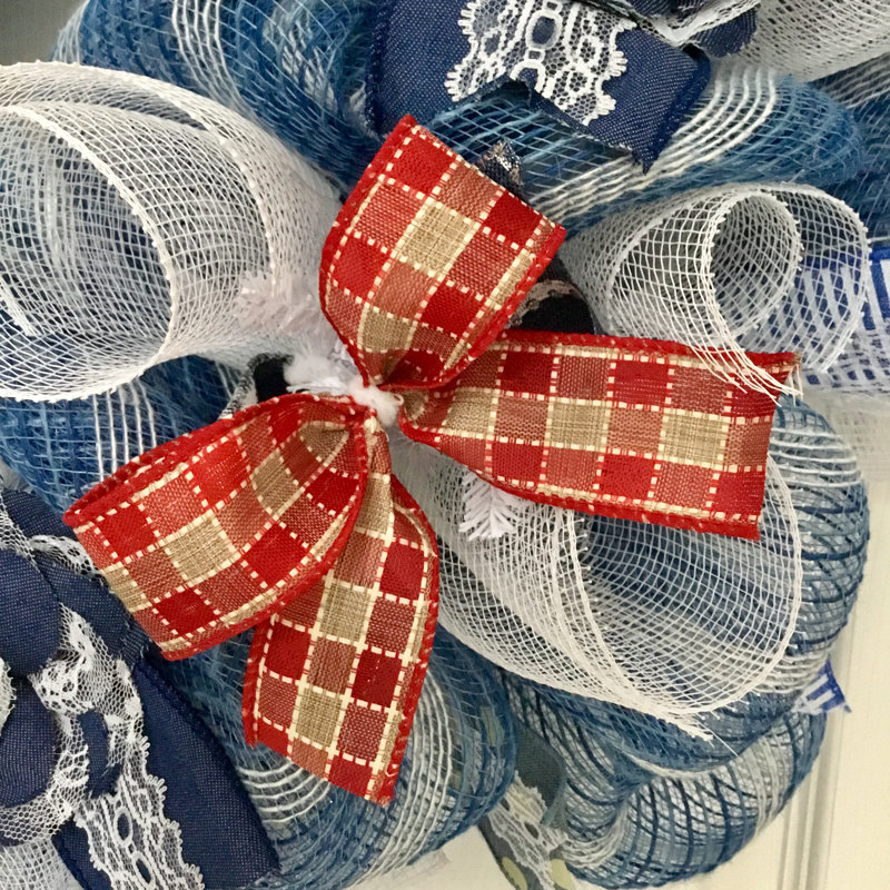 Breakwater Bay Denim and Lace Welcome Door Wreath | Wayfair