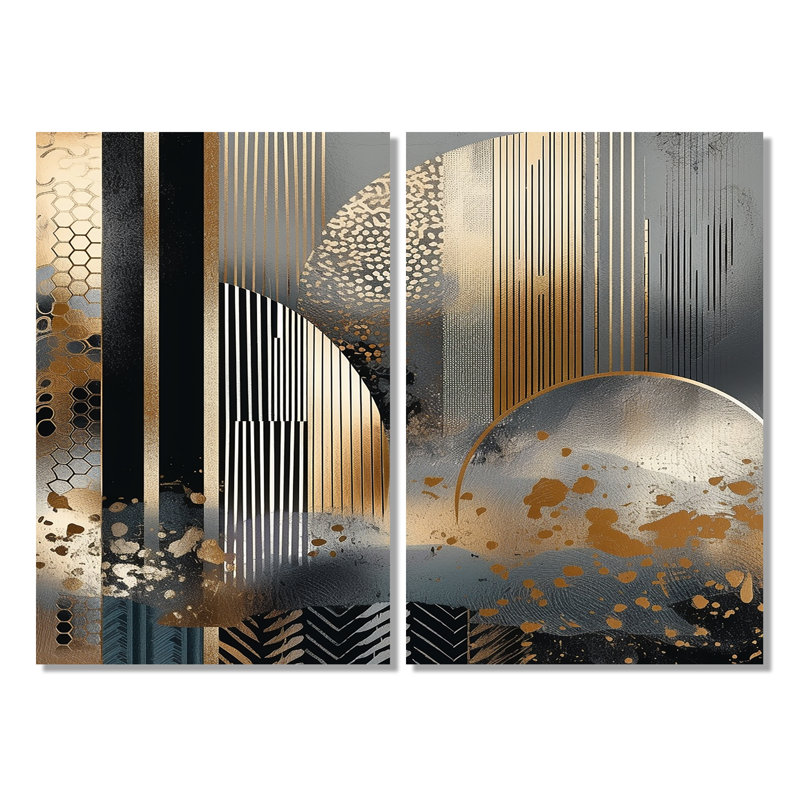 Fultz - art mural moderne doré, Toile tendue, Ne s’applique pas, H 36 po x l 48 po