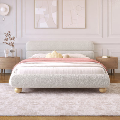 Curve-Shaped Design Contemporary Upholstered Bed