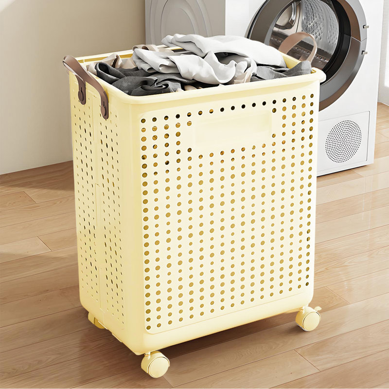 Panier à linge pliable en plastique avec roulettes BAOKALER, 14,7 x 14,2 x 21,6 po