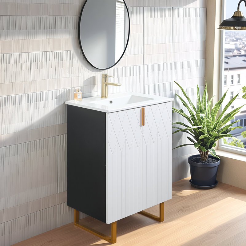 Ensemble de meuble-lavabo simple blanc 24 po, Trou unique, 24"