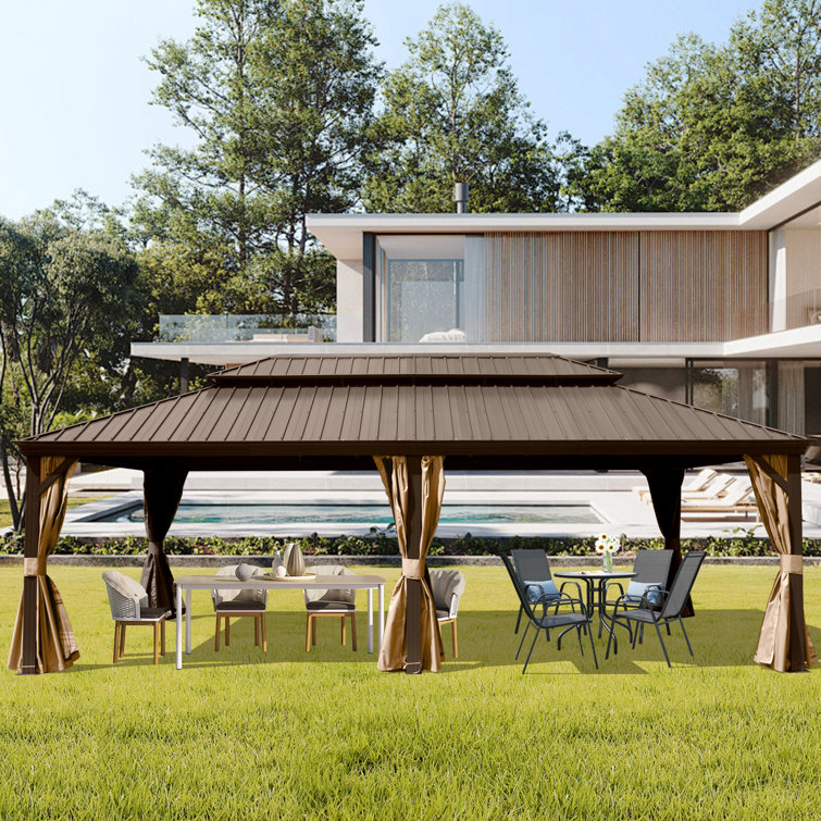 24 Ft. W x 14 Ft. D Aluminum Barrel Gazebo