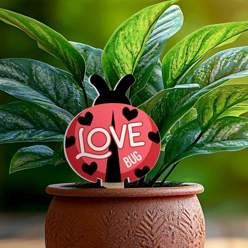 Highland Home Love Bug Decorative Ladybug Shaped Garden Stake
