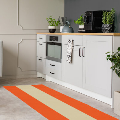 Tapis orange/crème tissé à plat San Francisco