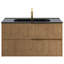 Meuble-lavabo mural simple cannelé de 40 po avec plateau en céramique et poignées Nora Geo-130667162