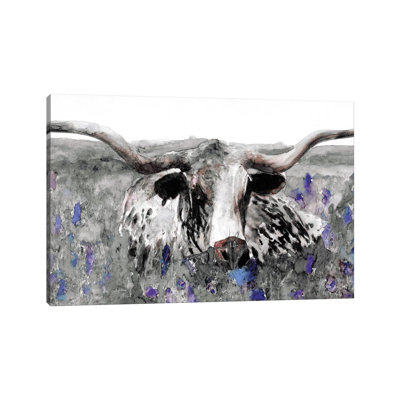 Longhorn In Flower Field
