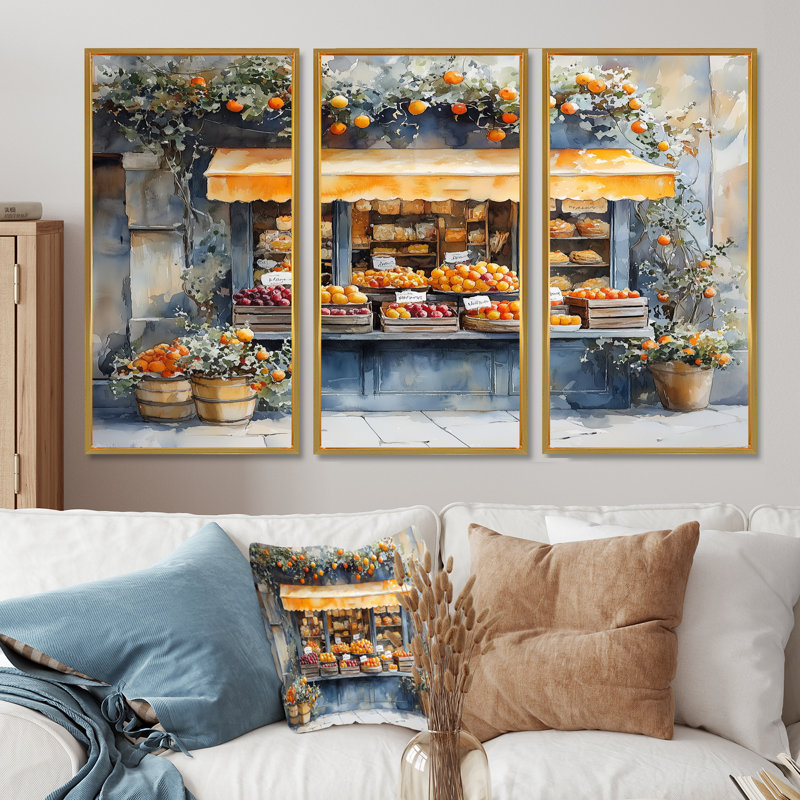 Café français dans des tons de jaune et de vert II - ensemble de décoration murale café français, H 40 po x l 60 po x P 1 po