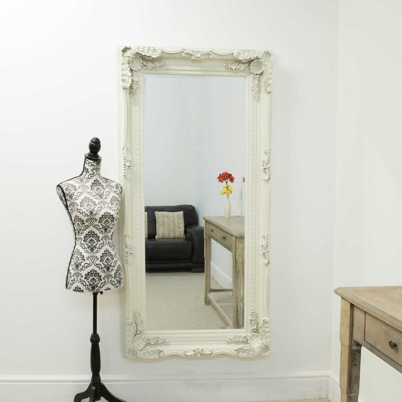 Fallin Flat Wall Mirror, 175cm H x 90cm W x 10cm D, Cream