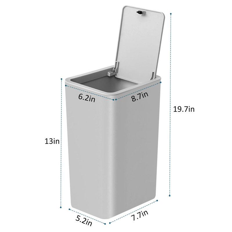 Poubelle de salle de bain avec couvercle, Gris