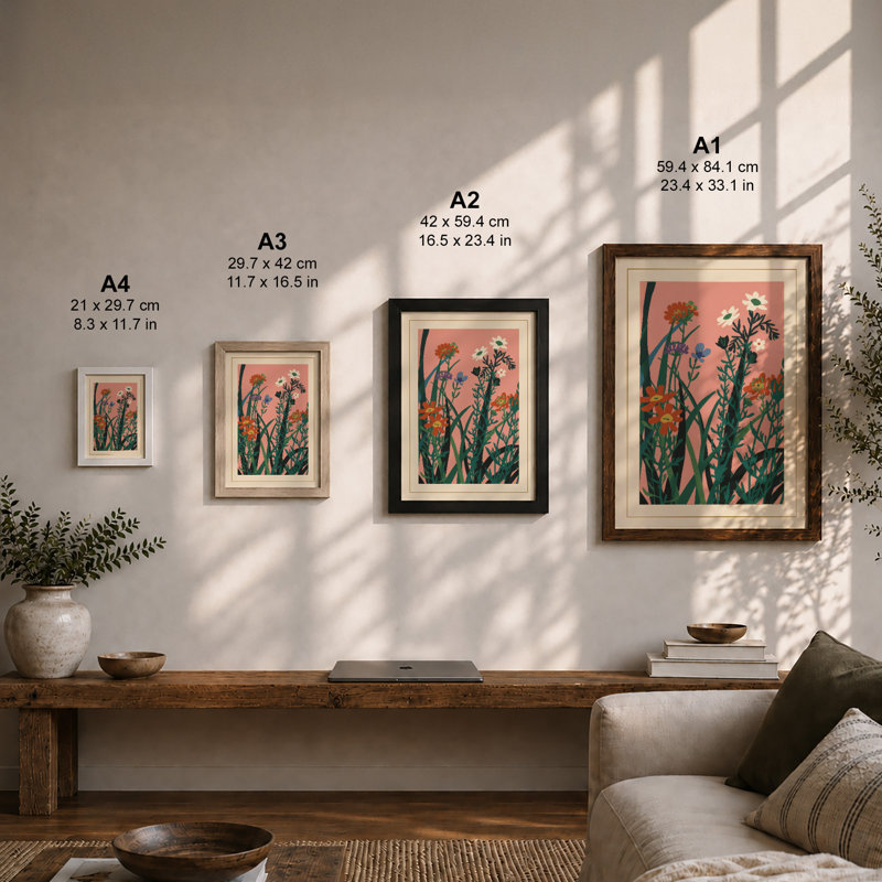 Arrangement Botanical - Framed Print, Black, A4 - 29.7 x 21.0 cm