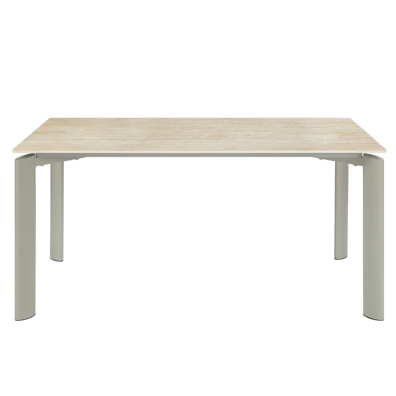 Table de cuisine/salle à manger moderne avec dessus en céramique grise au design contemporain, idéale pour les conversations.