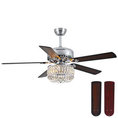 Ventilateur de plafond d'intérieur en cristal 52 "avec lumières et télécommande