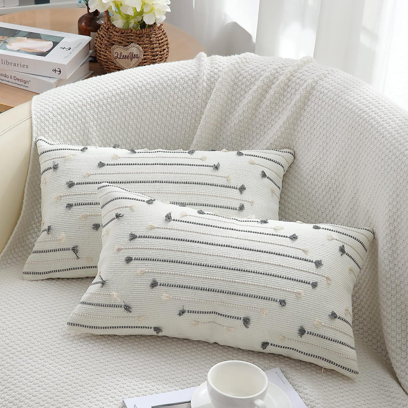 Housse de coussin , Beige / blanc crème