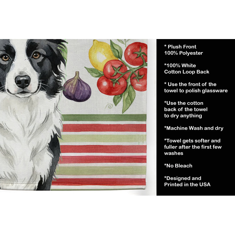 Border Collie Vegetables Kitchen Towel, Border Collie