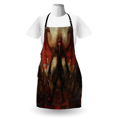 East Urban Home Fantasy Apron Unisex, Devil Wings Themed Design, Adult Size, Red Grey