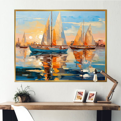Jonkan voilier abstrait flottille I - bateau à voile, art mural