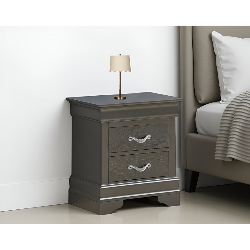 Eslov Metalic Black Nightstand, Metalic Black