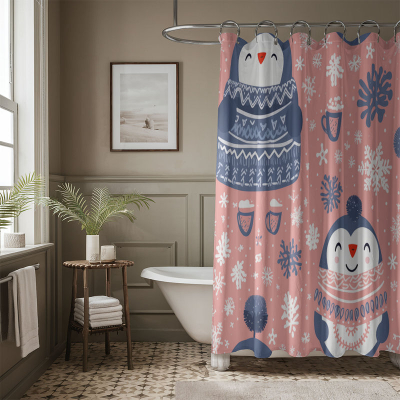 Penguin Joy - Rideau de douche Premium, H 74 po x l 71 po