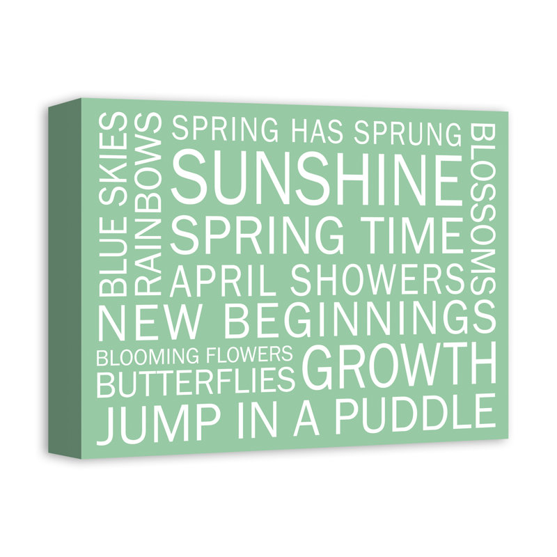 Dictons du printemps - On, H 11 po x l 14 po x P 1,25 po, Vert