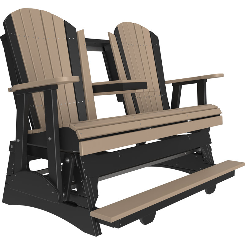 Banc d'extérieur coulissant en polywood, Brun foncé / noir