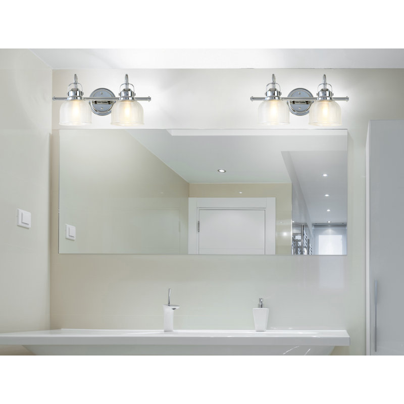 Gilcrease Metal/Glass LED Vanity Light, Chrome, 2