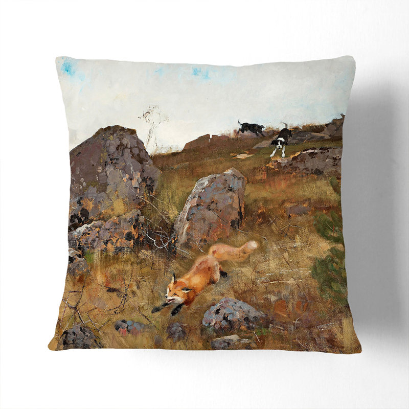 Fox and Hunting Dogs Vol.2 Scatter Cushion, 55cm H x 55cm W x 20cm D