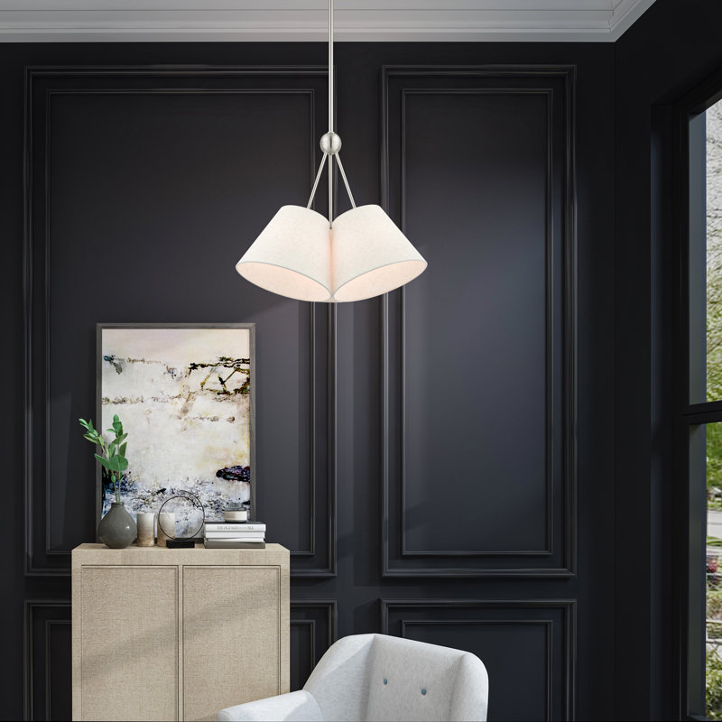 Grove 3 - Light Steel Dimmable Cone Chandelier, Brushed Nickel, Oatmeal