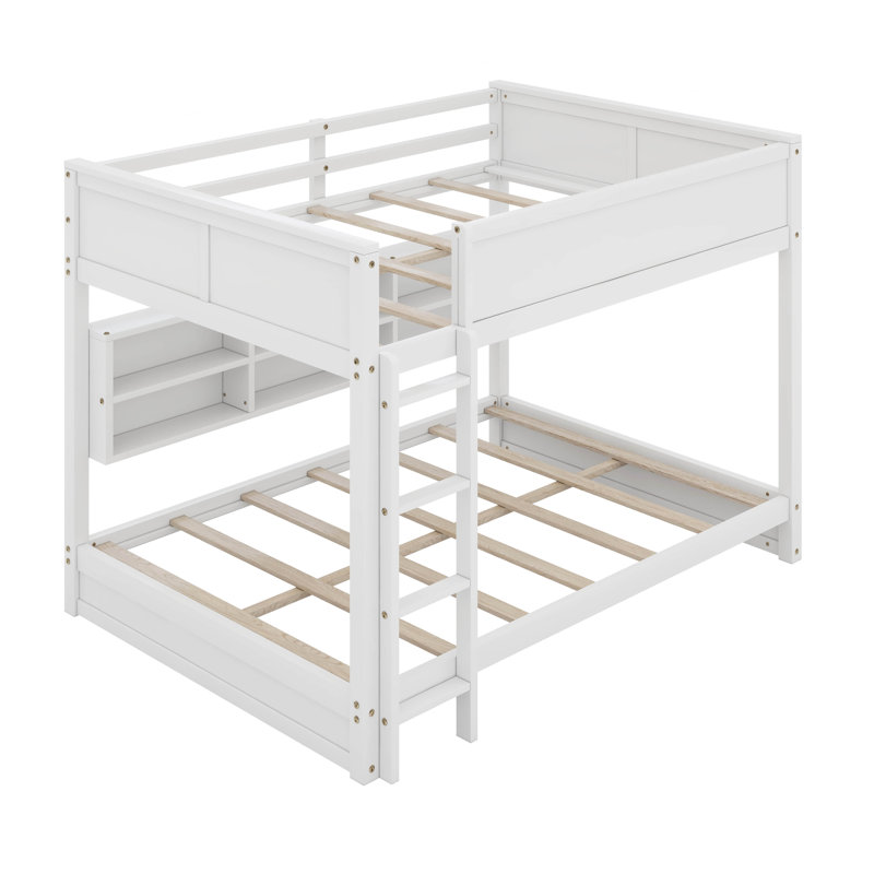 Lit superposé grand sur grand avec rangement, Blanc