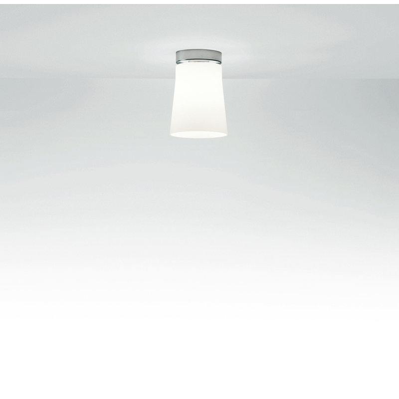 Glass Flush Mount, 21.5cm H x 15cm W x 15cm D, Matt Silver