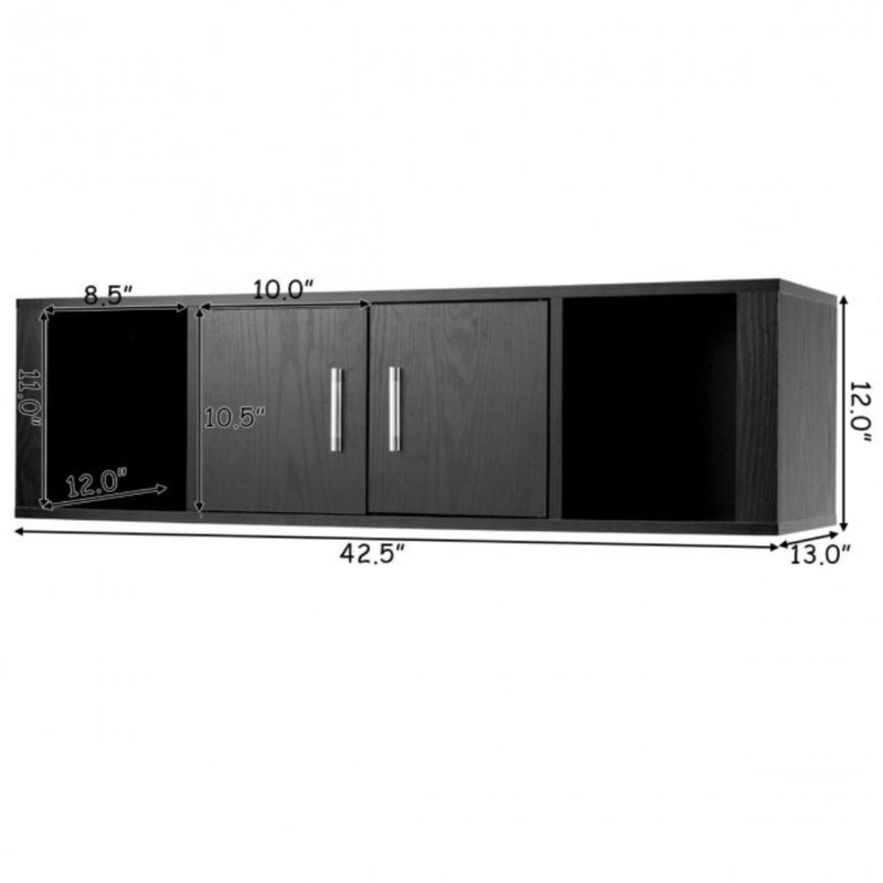 Aimie 12" H x 43" W x 13" D Storage Cabinet, Black