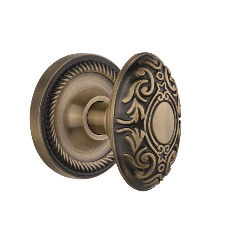 Rope Rosette with Victorian Door Knob, Antique Brass
