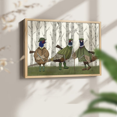 Pheasant Shooting Party Group 2 -Framed Print - Restickable