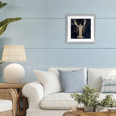 Lobster Contour over Map Framed Print Under Glass, design by Sasha