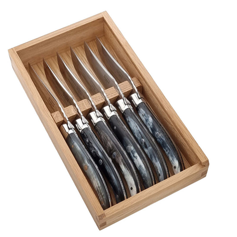 Laguiole 6 - Piece Stainless Steel Steak Knife Set, Black