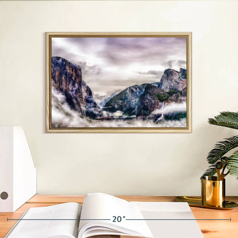Canyons du parc national Yosemite, Cadre flottant en bois naturel, 13 po x 9 po