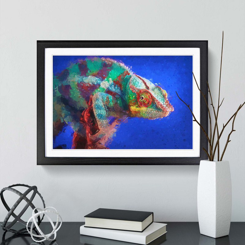 A Chameleon in Abstract - Picture Frame Graphic Art Print, Black Framed, 62cm H x 87cm W x 2cm D