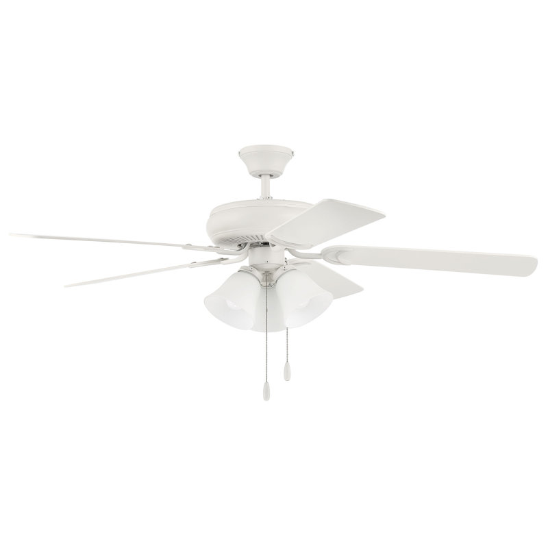 Matte White 52" Ceiling Fan with Frost Glass Light Kit