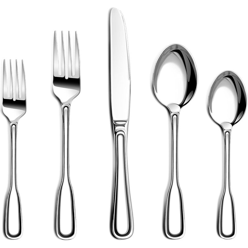 Ensemble de couverts en acier inoxydable 40 pièces pour 8 personnes Ashford, ensemble de couverts robustes avec poignées larges et miroir poli