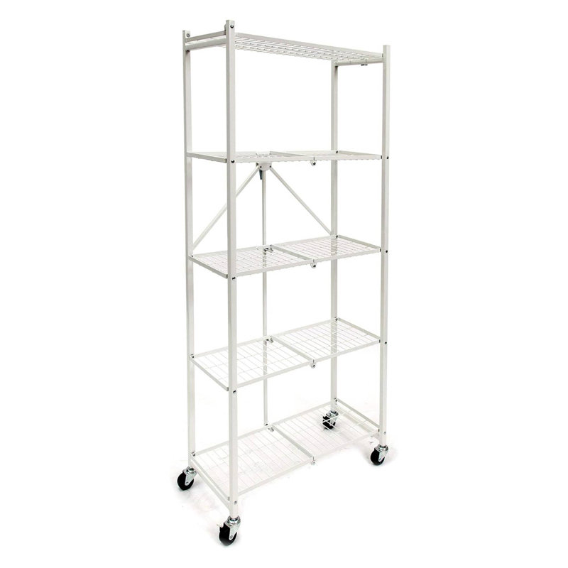 Origami RPR Series 5 Shelf Slim Steel Pantry Rack Holds up to 100 Pounds, White, White