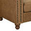 Classique avec siège mi-doux - tissu brun et dossier en bois avec coussin de dossier et accoudoirs carrés haute technologie