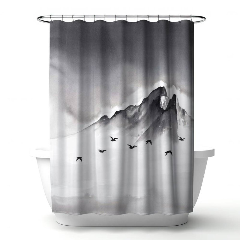 Shower Curtain LA163 – Polyester Shower Curtain, Dye Sublimation Print, 71" W × 74" L