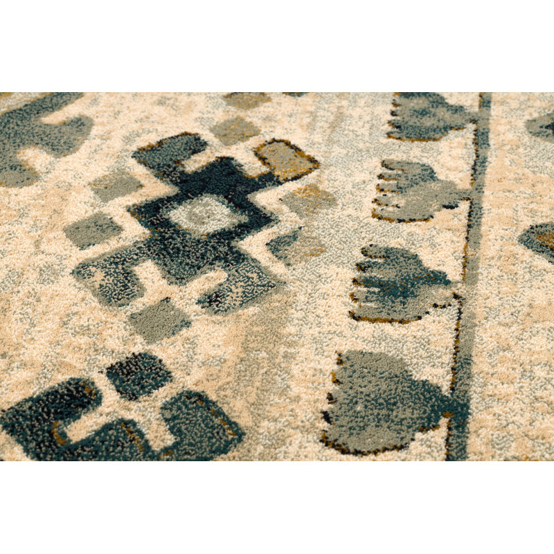 Yair Oriental Wool Area Rug, Beige/Green, Rectangle 170 x 235cm