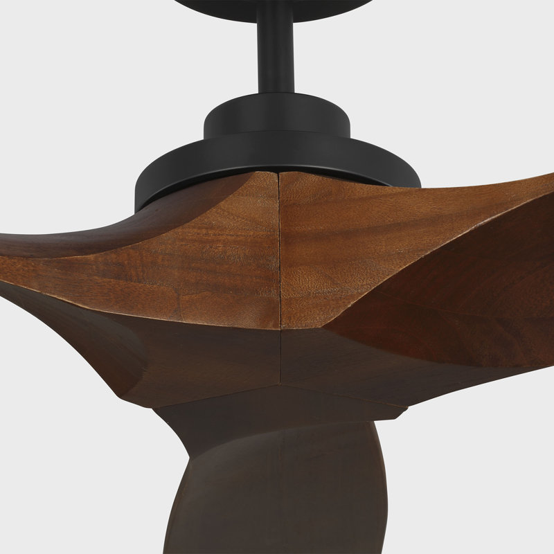 Visual Comfort Fan Collins Smart 70 Indoor Ceiling Fan with Threaded Downrod, Natural Honey blades and Handheld Remote
